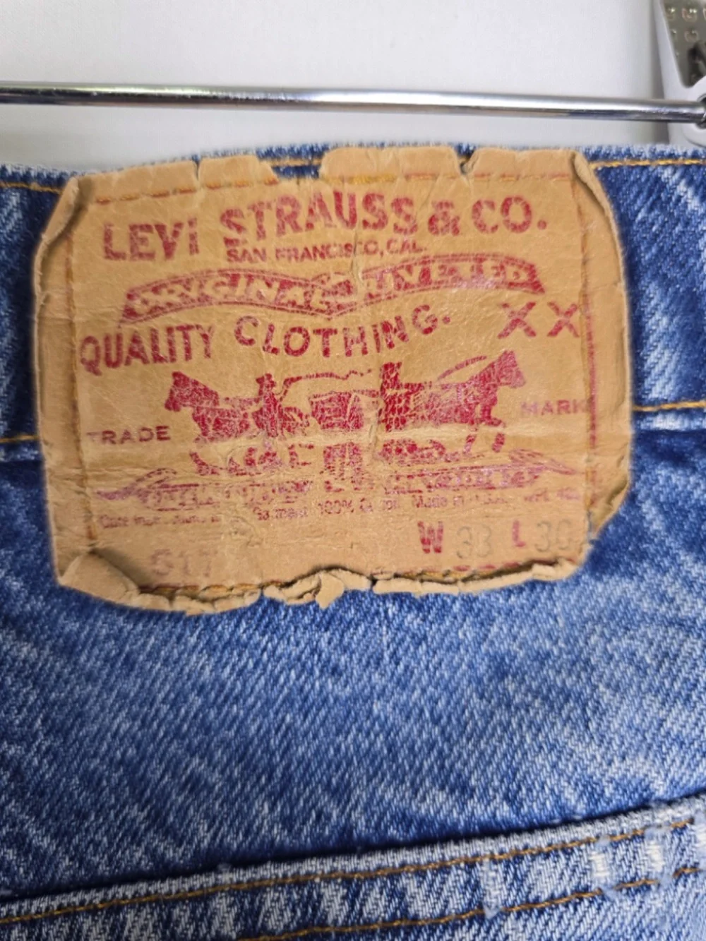 VTG 80s Levi's 517 Bootcut Jeans Made in USA Red Tab Distressed 32x30 Altered